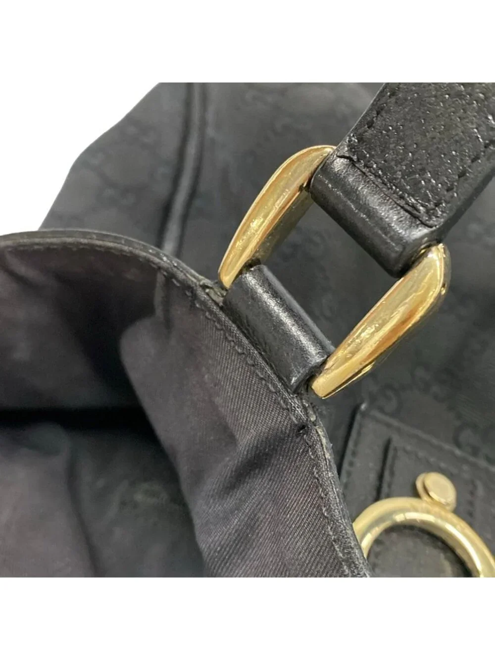 Gucci Tote Abbey GG Pattern Black Leather
